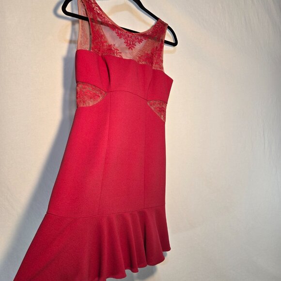 BCBG MAXAZRIA Quite Luxury Fuchsia ENIDA Ruffled Crepe Dress Size 6 LIKE NEW! - Picture 3 of 17